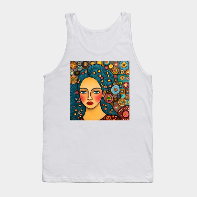 Young woman Typing Tank Top by Colin-Bentham